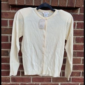 Vintage Talbots off white Lambswool Cardigan size small